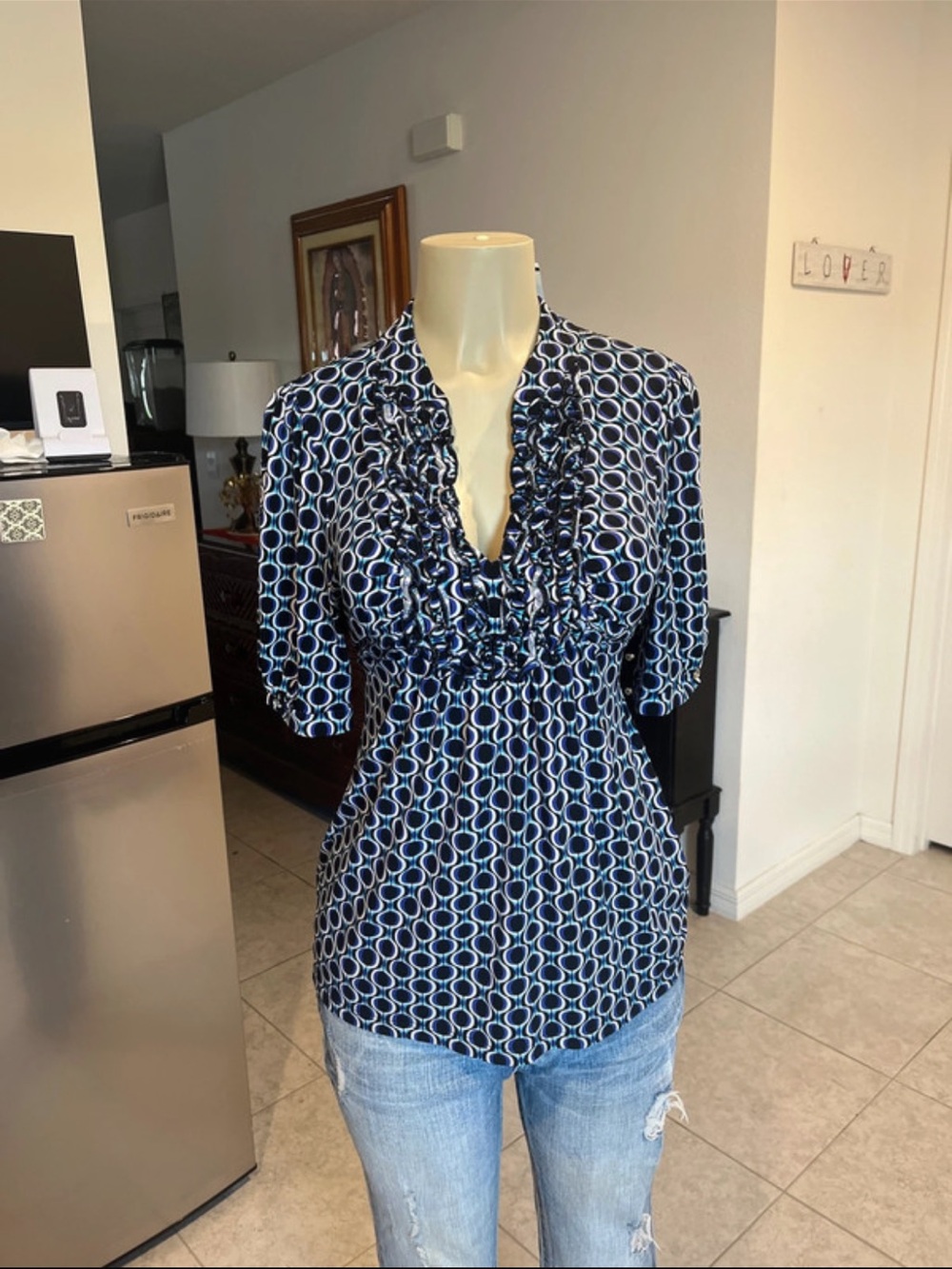Vintage babydoll tie waist top